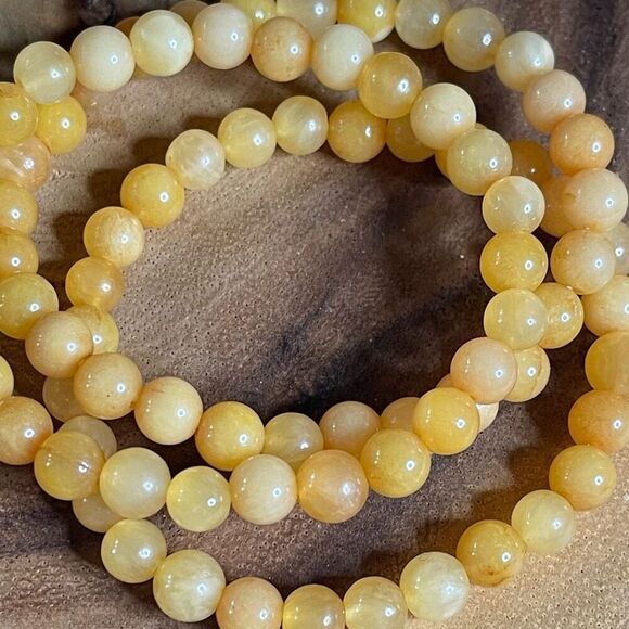 Honey Calcite yellow 6mm stretch bracelet beaded one bracelet 6.75” stretch crys - Picture 7 of 8